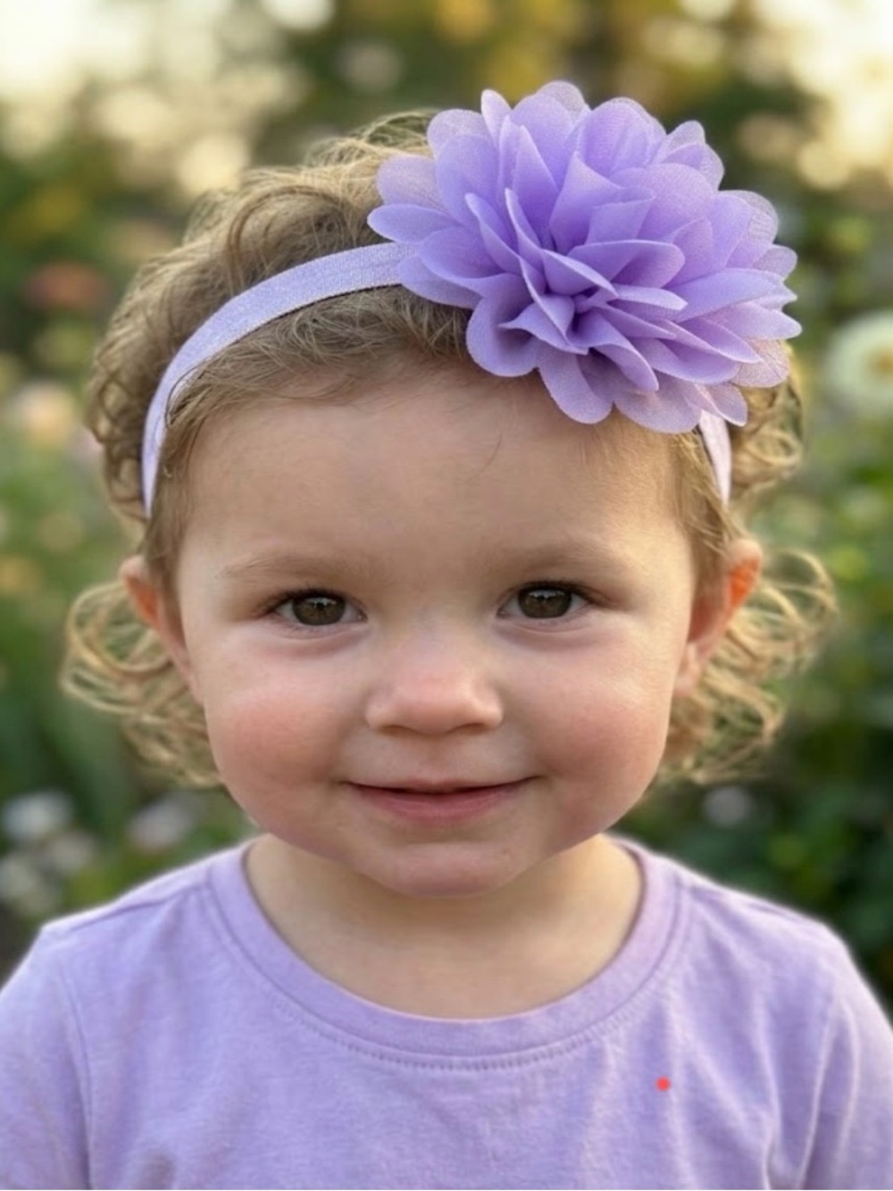 Lavender Floral Elastic Headband for Girls